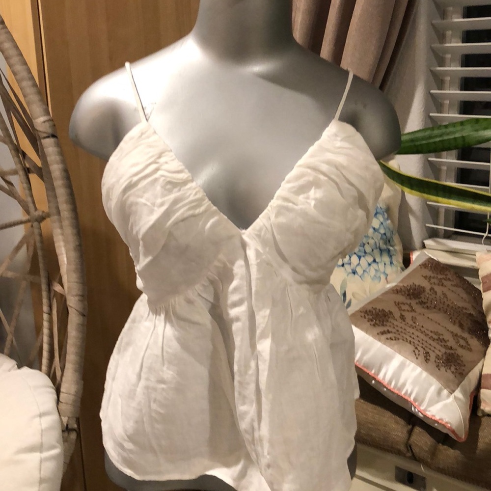 J Crew linen babydoll top XS white (thj2)